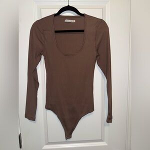 Abercrombie & Fitch Taupe Ribbed Knit Body Suit